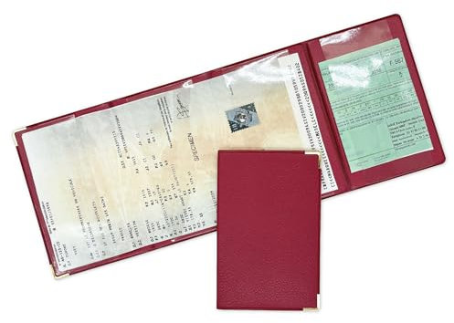 nemau - Porte Carte Grise 4 Volets en Simili Cuir – Fabriqué en France – Étui Documents Véhicule, Assurance & Permis – Élégant, Compact et Résistant – Couleur Rouge
