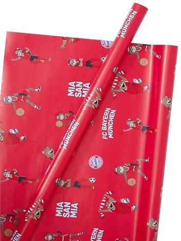 FC Bayern München | Geschenkpapier Maskottchen 2er Set| Kinder Rot