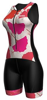 Wixen Combinaison de triathlon sans manches rembourrée avec poches arrière pour femme, Feuilles, Taille L