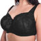 Gemm Ladies Black Embroidered Large Bosom Lace Underwired Firm Bra Plus Size Cup (36G, Black)