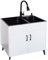 Fregadero cocina 2 senos,Fregadero Industrial de Acero Inoxidable con Grifo Mezclador Frío y Patas Ajustables,Fregadero de Cocina Comercial con Banco de Trabajo,Soporte Reforzado, para Restaurantes