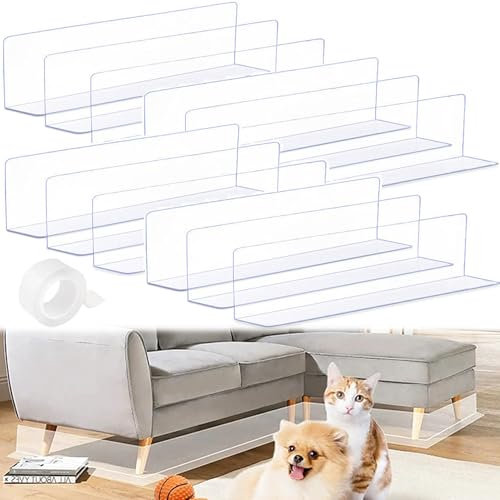 QSLKI 12 Stück Spielzeugblocker für Möbel, Transparente Spielzeugblocker Stark Klebende Schallwand, Durchsichtiges Blockierbrett Unter Den MöBeln mit Klebeband für Sofa, Bett, Couch, Schrank, Kommode