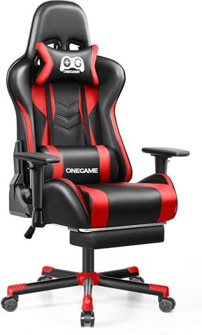 OneGame Chaise Gaming, Grande et Haute Chaise d'ordinateur, accoudoirs réglables, Siege Bureau pour PC Ergonomique, Convient pour Les Jeux et Le Bureau 150KG, Rouge