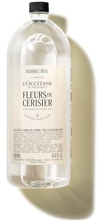 L'OCCITANE Cherry Blossom Bath & Shower Gel Refill 500ml | Vegan & 99% Readily Biodegradable | Luxury & Sustainable Beauty Body Care Refill for All Skin Types