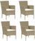 Annlera Gartenstühle Sessel aus Poly-Rattan Essstuhl mit Sitzkissen Sitzgruppe 4 STK. Gartenmöbelset Möbelstück für Garten Terrasse Veranda oder Hinterhof Beige und Cremeweiß 53x58x84 cm