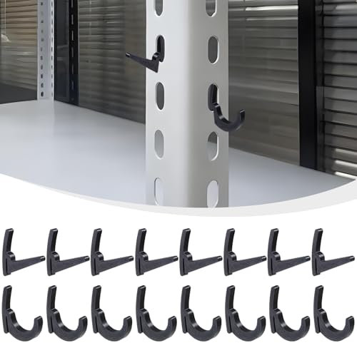 KIBBEH 16 Pcs L-Hooks & J-Hooks for Garage Shelving & Industrial Storage Racks,Compatible with Keyhole Slots,UV-Resistant,Supports Up to 40 lbs