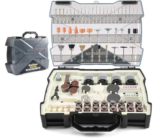 Enventor Rotary Tool Accessories Kit, 361PCS Universal Rotary Tool Kit for Carving, Sanding, Polishing, Cutting, Drilling and DIY Crafts