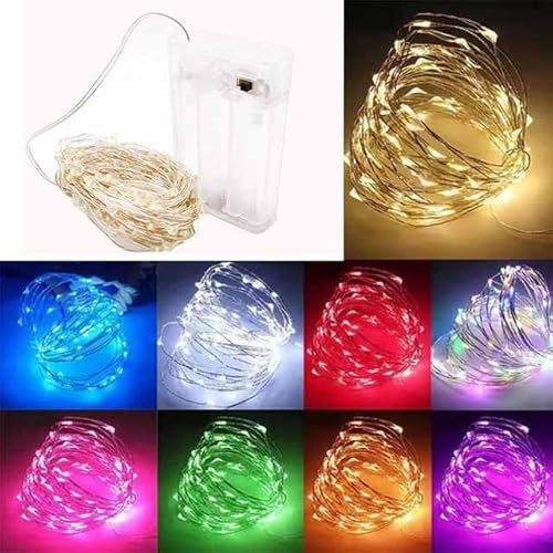 Cleiscry 1 guirlande lumineuse de 2 m, 3 m, 5 m, 10 m, câble USB ou à piles, pour Noël, mariage, (lumière rouge (R), boîte de 3 piles AA de 2 m)