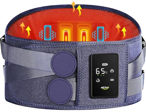 ALLJOY 67 Cordless Heating Pad for Back Pain Relief FSA Eligible HSA, Portable Lower Back Massager with 3 Heat 5 Vibration, Wireless Heating Pad for Cramps