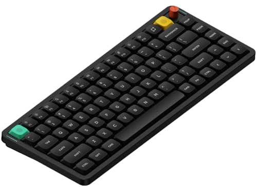 nuphy Air75 V3 Teclado mecánico inalámbrico intercambiable en caliente, 84 teclas, 75% teclado de perfil bajo personalizado con perilla, retroiluminación RGB, montado en junta, compatible con