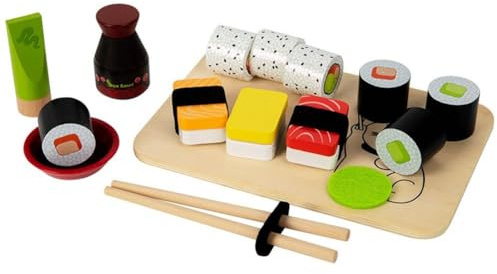 Dianzan Sushi-Essen-Set Aus Holz Für Kinder, Simulation Sushi-Essen Kochen, Lernspielzeug, Küche, Rollenspiel-Spielzeug Für Kleinkinder Im Vorschulalter, Jungen Und Mädchen