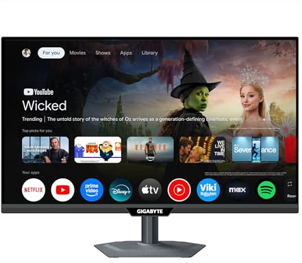 Gigabyte M27QS Monitor Smart 27” 2K QHD - Google TV, Display wireless, 2560 x 1440, 180Hz, 1ms, 350 cd/m², FreeSync, Display HDR400, HDMI 2.0, DisplayPort 1.4