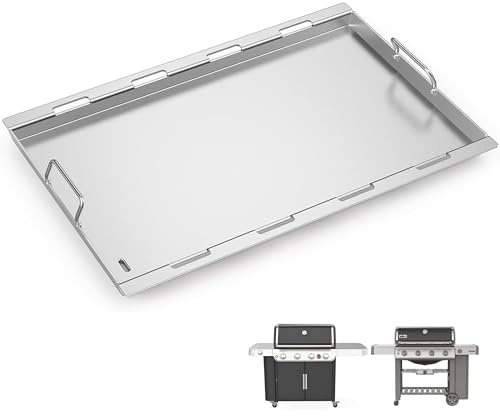 Nordic Bbq Store 6789 Full-Size Grilleinsatz für Weber Genesis 400 Series Gasgrill, 4-Brenner Flat Top Grillplatte für Weber Genesis I&II 410 415 425s 435 440, Edelstahl