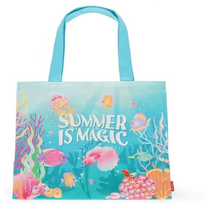 Legami - Strandtasche für Frauen, groß, Strandtasche aus verstärktem Material, Strandtasche mit Magnetknopfverschluss, Tote Bag, fasst bis zu 15 KG, 44 x 61,5 cm