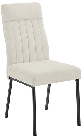 Hela Tische, Esszimmerstuhl Küchenstuhl Catania, Bezug Webstoff Beige, Komfortsitz Federkorb, Rundrohr Metall Füße, 140kg belastbar, Oeko-Tex, PFCfree