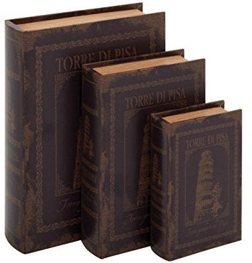 Deco 79 Wood Leather Book Box, Brown, 13 by 11 by 8-Inch