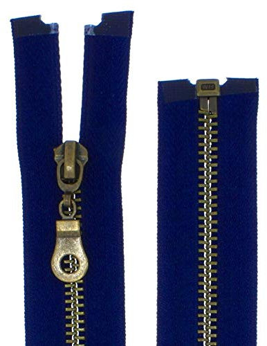 FIM Reißverschluss Metall Nr. 5 mittelgrob Brüniert Teilbar für Jacken Farbe: 11 - tiefdunkelblau(330), 60cm lang