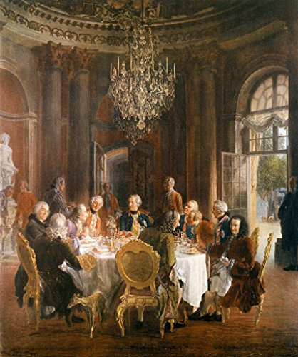 Kunstdruck/Poster: Adolph Friedrich Erdmann von Menzel König Friedrichs II Tafelrunde in Sanssouci - hochwertiger Druck, Bild, Kunstposter, 85x100 cm
