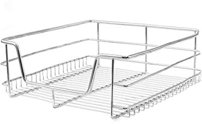 KuKoo 4X Küchenschublade Schrankkörbe Schrankkorb Schrankauszug Korbauszug Küchenkorb Teleskop Schublade ausziehbar & sanft schließend Gitterkorb Küchenschrank Korb (40cm)