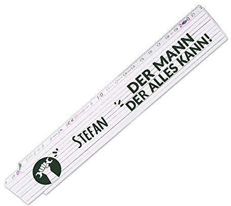 Zollstock mit Namen Stefan und schönem Motiv - Der Mann der alles kann - für Männer | Metermaß | Glieder-Maßstab mit Namen bedruckt | Viele Namen zur Auswahl