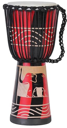 60cm Profi Djembe Trommel Bongo Drum Buschtrommel Percussion Afrika Schnitzerei - (Sehr gutes Instrument für Damen und Jugendliche guter Bass)