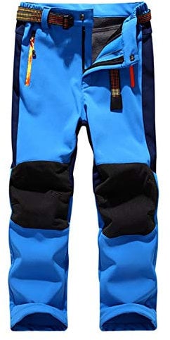 Echinodon Kinder Softshellhose mit Fleecefütterung Hose Wasserabweisend Winddicht Atmungsaktiv Warm Funktionshose Skihose Regenhose Jungen Mädchen Sporthose Wanderhose Blau L