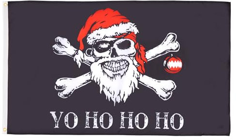 AZ FLAG - Drapeau Père Noël Pirate - 90x60 cm - Drapeau Yo Ho Ho Pirate 100% Polyester Avec Oeillets Métalliques Intégrés - Pavillon 50 g
