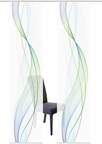 VISION S 2er-Set Schiebegardine Heights halbtransparent Bambusoptik 260x60 cm Farbe: Blau-Grün