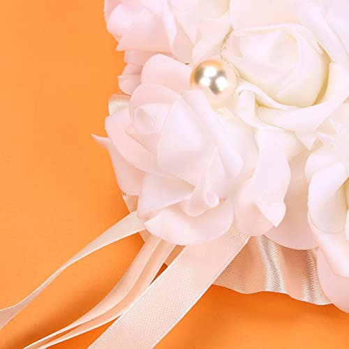 Fdit Herz-Ringschachtel für Hochzeiten, Weiß, Spitze, Glas, Rosa, Hochzeitszubehör