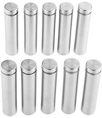 Hicello 10pcs 16x70mm Advertisement Nails Barrel Screws Glass Standoff Pins Stainless Steel
