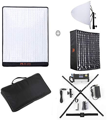 Falcon Eyes RX-18TD Flexible LED Video Panel Light 100W Adjustable 3000K-5600K LED Photo Lighting + Honeycomb Grid Softbox Diffuser