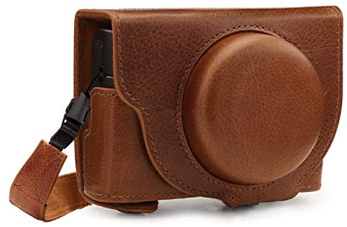 MegaGear MG1728 Ever Ready Custodia in Vera Pelle per Fotocamera compatibilie con Sony Cyber-Shot DSC-RX100 VII - Marrone