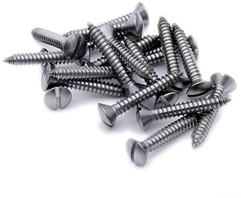 No.6 x 0.875 (3.5mm x 22mm) Slot Raised Countersunk Self-Tapping Screw - Stainless Steel (A2) (Pack of 20)