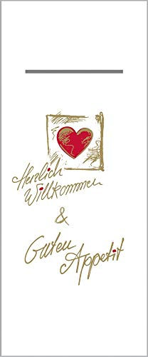 Mank Besteckservietten aus Airlaid Pub 40 cm x 33 cm 1/8 Falz | mit Besteckschlitz für Gastronomie und Feiern | 75 Stück | Herzlich Willkommen