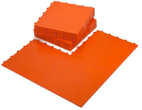 InOut Flooring Hard Tiles Orange 15 - High Durability Colored Flooring Tiles - Interlocking Versatile Training Surface - Roller Skate Derby Indoor&Outdoor, Dance Floor Tiles, Sports Floor