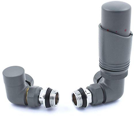 Delta Corner TRV Gunboat Grey Thermostatic Radiator Valve and lockshield Set