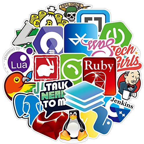 Pieoaoe Autocollant de programmation en vinyle, graffiti, logo informatique et logo Geek, programmeur développeur, décoration, open sources, Linux, Mysql, Python C++ It Logo