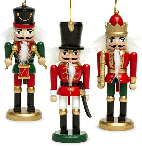 SIKORA NK-F große XL Nussknacker Figuren als Weihnachtsbaum Anhänger im 3er Set H ca. 15 cm