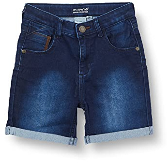 MINYMO Jungen Shorts Power Stretch Jeans, Dark Blue Denim, 128
