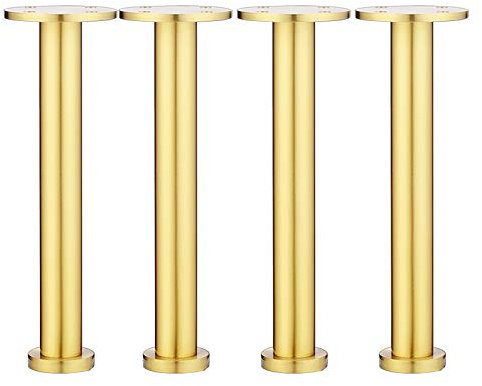 4xVerstellbare Möbelfüße aus Massivem Gebürstetem Messing,Metall Tischbeine Zylindrische Sofabeine,für Nachttisch Fernsehschrank Badezimmerschrank Couchtischbeine,Einfache Montage,11cm/4.33in