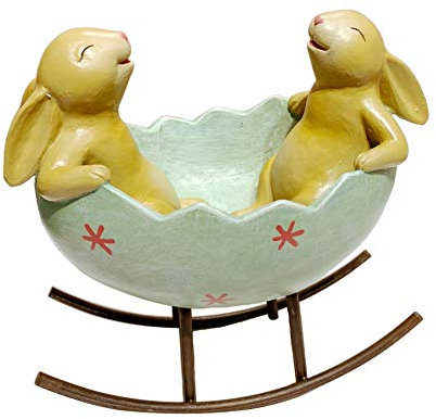 realideas Osterhase, lachende Hasen, schaukelnd in Einer Eierwiege, Vintage-Stil, rustikal, Landhaushasen, Hasenfigur, niedliches Häschen