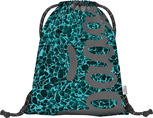 Baagl Turnbeutel für Jungs und Mädchen - Sportbeutel für Junge, Kinder, Teenager - Schule und Sport Schuhbeutel, Sportsack mit Reflektiven Elementen (Skate Aquamarine)