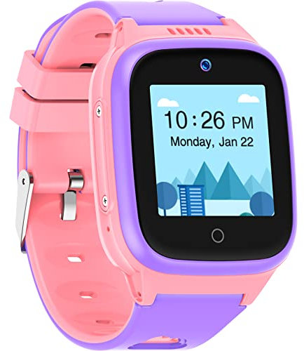 通用 4G Smartwatch Phone per Bambini GPS Tracker, Impermeabile Watch con Posizione in Tempo Reale WIFI Videochiamata Pedometro Geofence SOS Anti-Perso orologio Regalo per Ragazzi e Ragazze (Rosa)