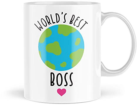 Tazas lindas | Taza del mejor jefe del mundo | Taza novedad para ella Él niños gracias cumpleaños trabajo oficina Navidad taza Cheer Up Manager | MBH2125
