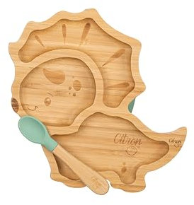 Set da tavola Citron. Modello Citron Piatto in bambù con ventosa e cucchiaio verde