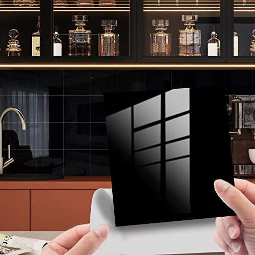 HORIWE Marble Tile Stickers for Kitchen Bathroom Backsplash PVC Waterproof Oil Proof DIY Self Adhesive New Wall Stickers Home Decor 6x6 Inches 20pc (Black, 15x15cm (6x6))