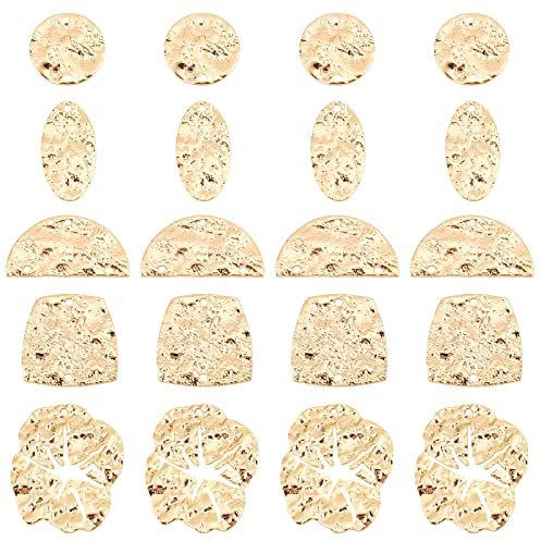 BENECREAT 20 Stück 5 Stil 18K Vergoldete Verbindungsglieder, Herzförmiger Halbkreisförmiger Messing-Anhänger für Halsketten, Ohrring, Choker, Armband, Schmuckherstellung