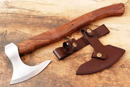 Axt Karbon Stahl Axt Wikinger handgeschmiedet 1095 mit Lederscheide MAQ2613