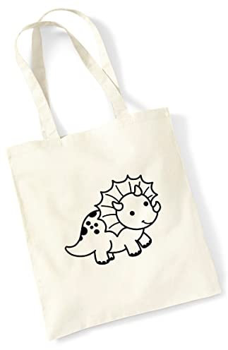 Huuraa Tasche Triceratops Dinosaurier Geschenk 10 Liter Natural Baumwolle Triceratops Accessoire