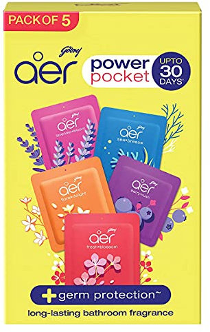 abseits Power Pocket - Ambientador para baño e inodoro, dura hasta 30 días, paquete surtido de 5 unidades (50 g)